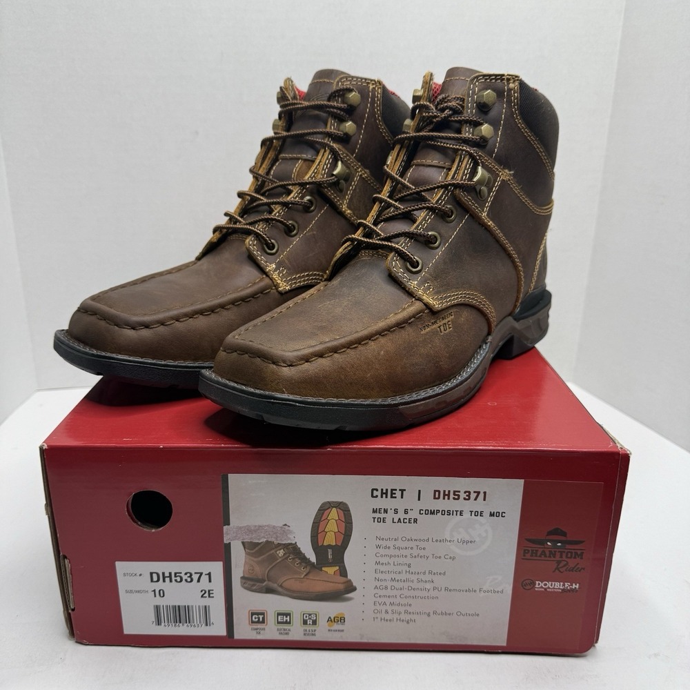 Double H DH5371 Chet Composite Toe Work Boots EH Brown Size 10 2E NEW